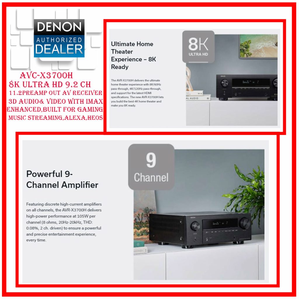 Denon AVC-X3700H 8K Ultra HD 9.2 Channel/11.2 Preamp Out AV Receiver ...