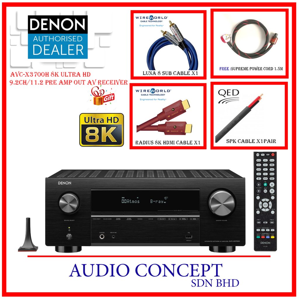 Denon AVC-X3700H 8K Ultra HD 9.2 Channel/11.2 Preamp Out AV Receiver ...