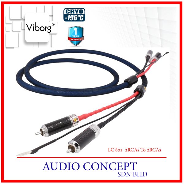 Viborg LC801 5N OFC Silver Plated Tonearm (Phono)Stereo RCA TO Stereo RCA Tonearm Cable (1.2Meter) (Cryo -196°C Process)
