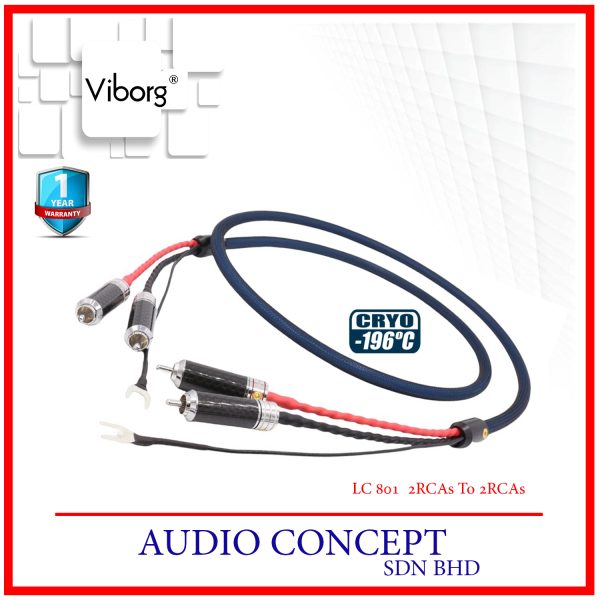 Viborg LC801 5N OFC Silver Plated Tonearm (Phono)Stereo RCA TO Stereo RCA Tonearm Cable (1.2Meter) (Cryo -196°C Process) - Image 2