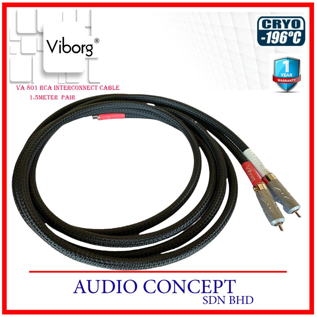 Viborg Cavo RCA High-End VA801 - 2 Metri, Connettori Placcati Oro, Conduttori In Rame OFC 5N, Schermatura Totale - 5