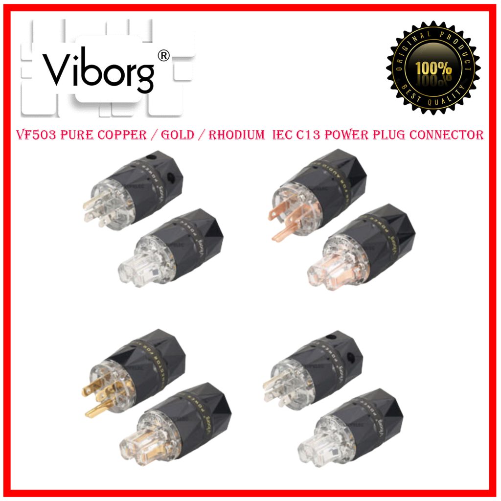 VF503 Pure Copper / Gold / Rhodium IEC C13 Power Plug Connector Audio Concept