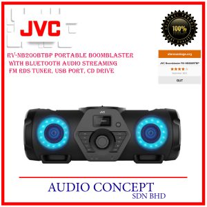 JVC RV-NB200BTBP Portable BoomBlaster With Bluetooth Audio Streaming, FM RDS Tuner, USB Port, CD Drive.