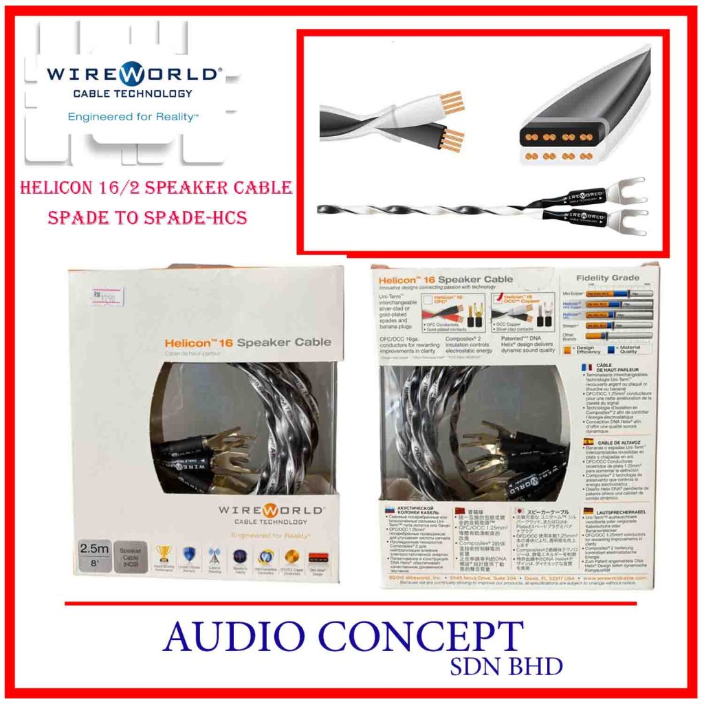 WireWorld Helicon 16 OCC Copper (HCS) Spade/Banana Balanced Speaker ...