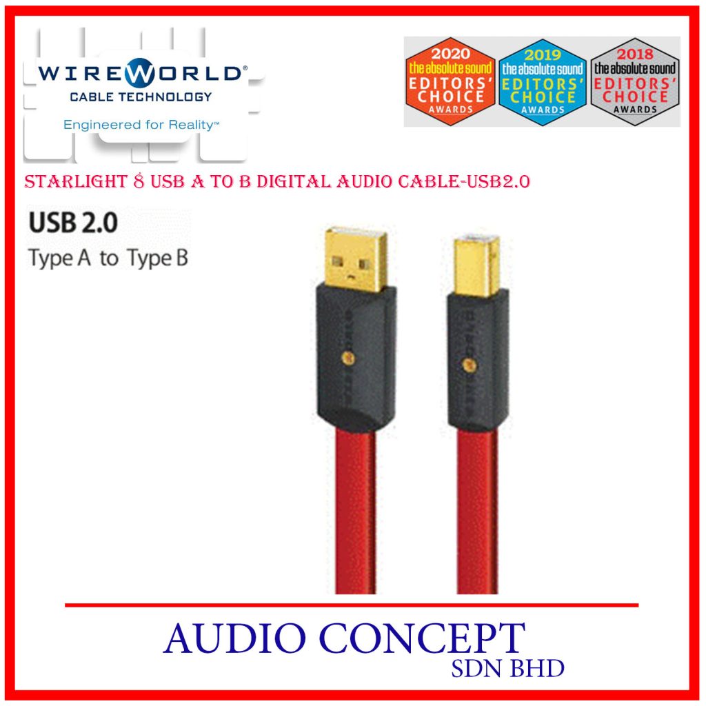 WireWorld Starlight 8 USB A - B Digital Audio Cable (USB 2.0) - Audio ...