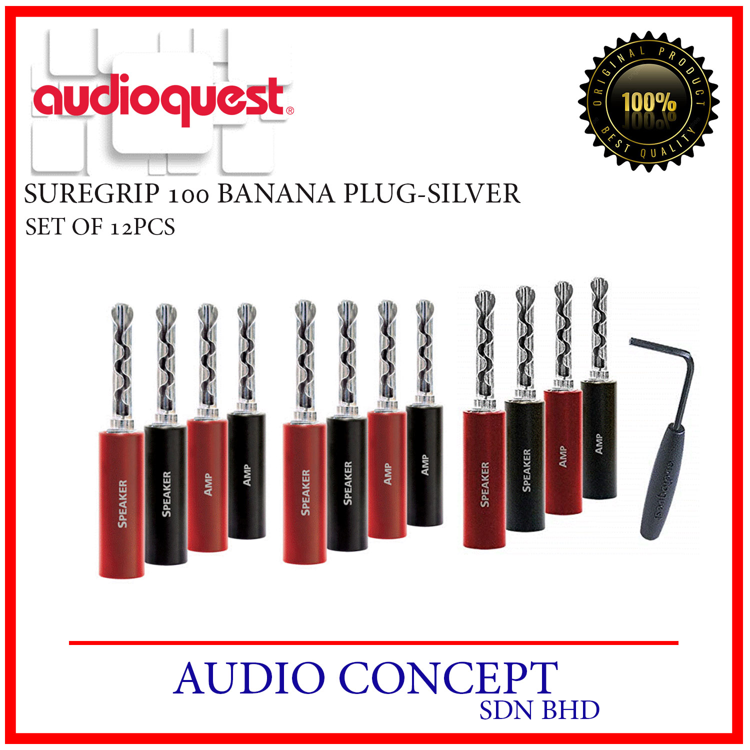 AudioQuest SureGrip 100 BFA/Banana Plug (Silver)Set Of 12 Audio Concept