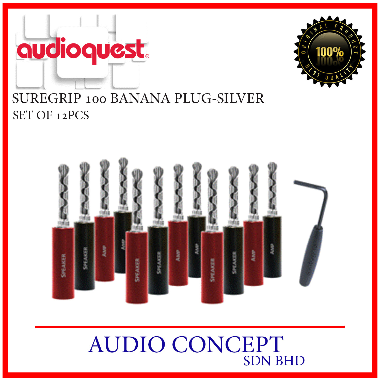 AudioQuest SureGrip 100 BFA/Banana Plug (Silver)Set Of 12 Audio Concept