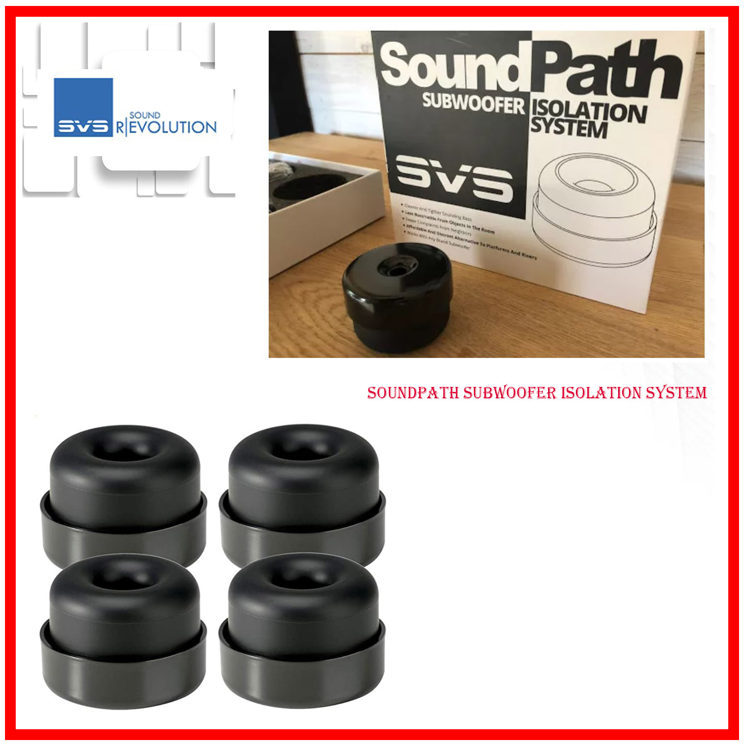 thumbnail image 2 of SoundPath 4-Pack Subwoofer Isolation Feet – Universal Fit, Black, Reduce Vibration 2 of 2