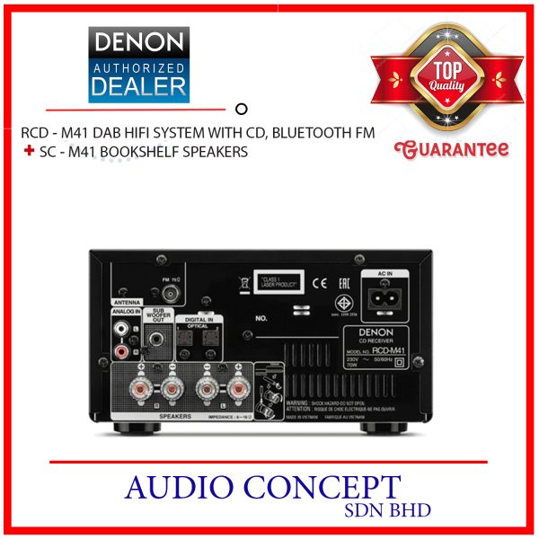 Denon RCD-M41Hifi Mini System With CD / Bluetooth And FM/AM Radio + SC M-41 Bookshelf Speaker - Image 5