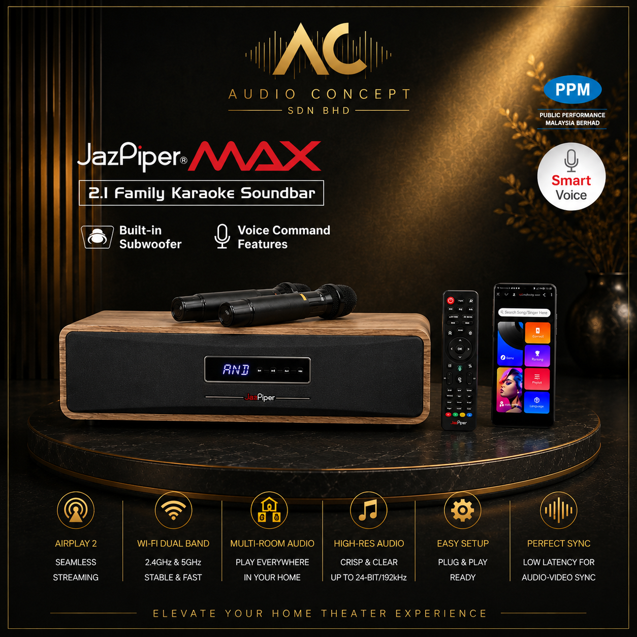 Jazpiper Max 2.1 Family Karaoke Soundbar(New) - Image 2