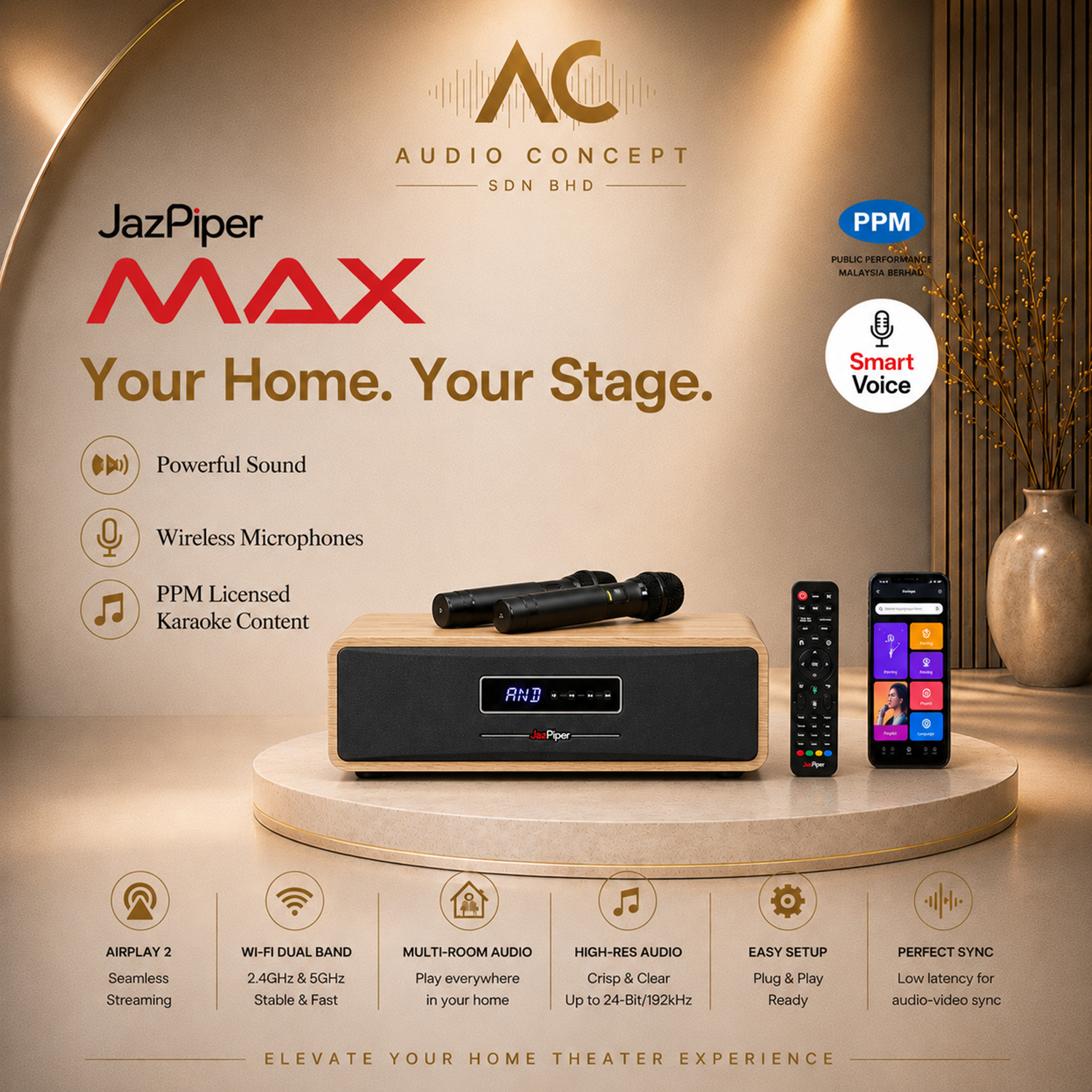 Jazpiper Max 2.1 Family Karaoke Soundbar(New)