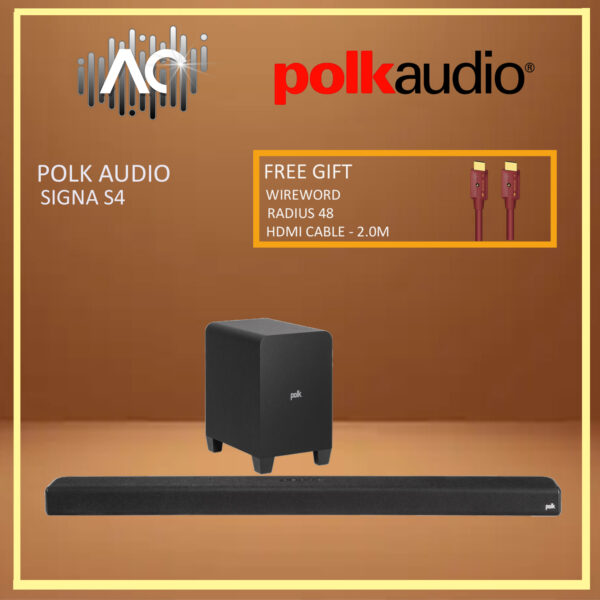 Polk Audio Signa S4 Dolby Atmos 3.1.2 Sound Bar With Wireless Subwoofer+Free Gift