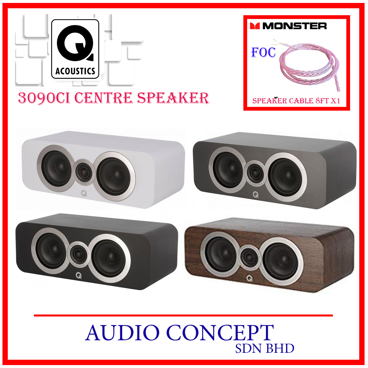Diffusore Centrale Q-ACOUSTICS 3090Ci - Per Home Theater, Suono Nitido, Design In Noce, 2 Vie - Foto 5