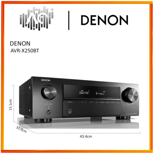 Denon AVR-X250BT AV Receiver (Black) + Free Gift - Image 6