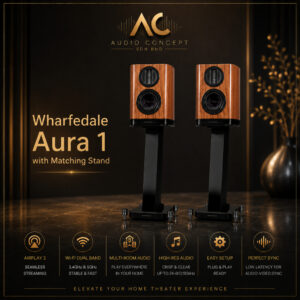 Wharfedale Aura 1 Bookshelf Speaker + Stand (Set Package)