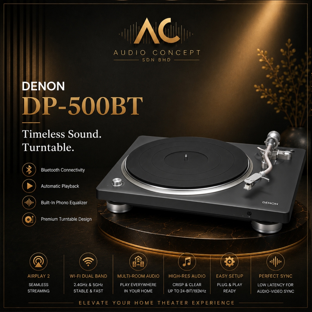 Denon DP-500BT Premium Semi-Automatic Hi-Fi Turntable With Bluetooth