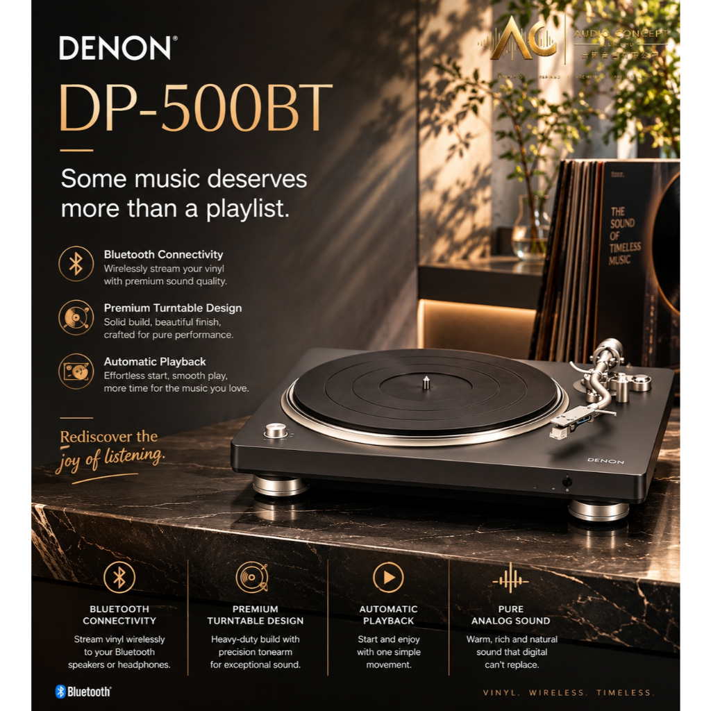 Denon DP-500BT Premium Semi-Automatic Hi-Fi Turntable With Bluetooth - Image 3
