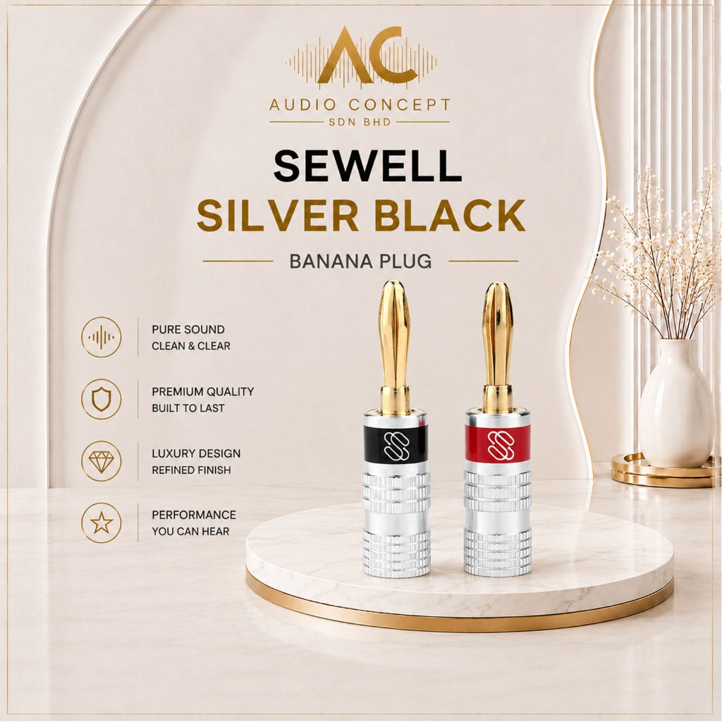 Sewell Silverback Banana Plugs for Speaker Wire-4mm Connectors (Up to 10 AWG) - Image 4