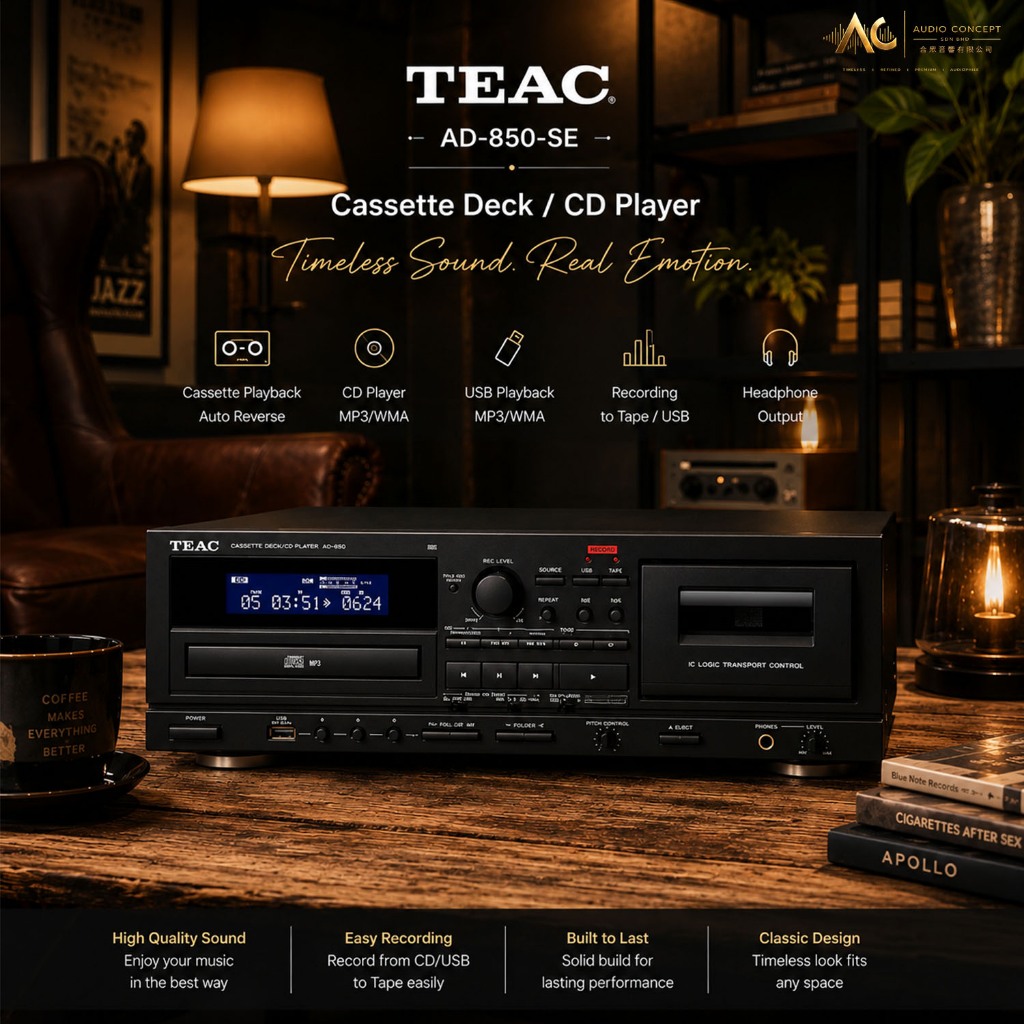 Teac AD-850-SE Cassette Deck / CD Player - Image 6