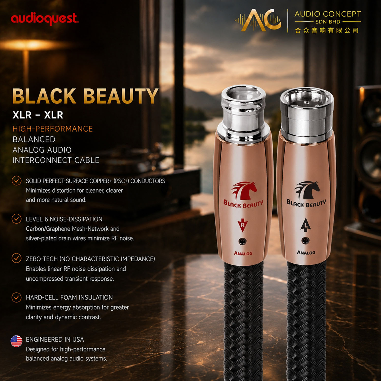 Audioquest Black Beauty XLR-XLR Interconnect Cable -1.5M