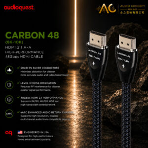 AudioQuest Carbon 48 (Version 2.1) HDMI Cable -(1.5/2.0/3.0Meter)
