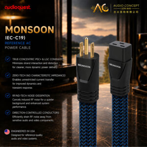 AudioQuest Monsoon (US / IEC19) AC Power Cord -3.0M