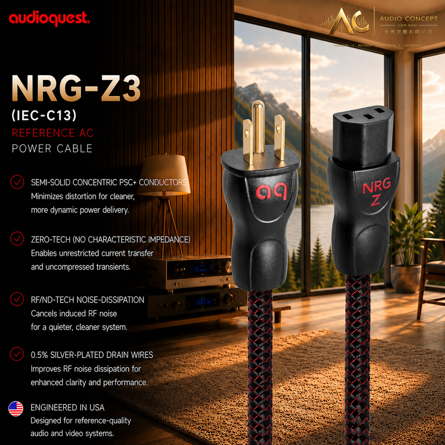 AudioQuest NRG-Z3 AC Power Cable (US)-2.0Meter