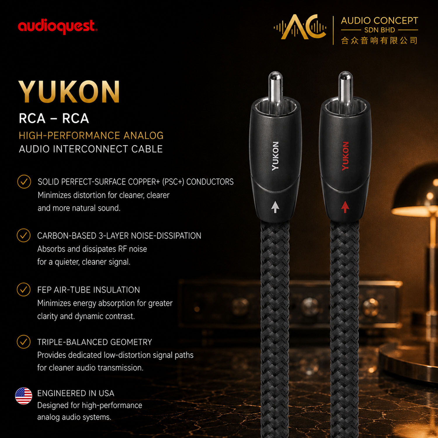 AudioQuest Yukon RCA-RCA Audio Interconnect Cable -1.5Meter