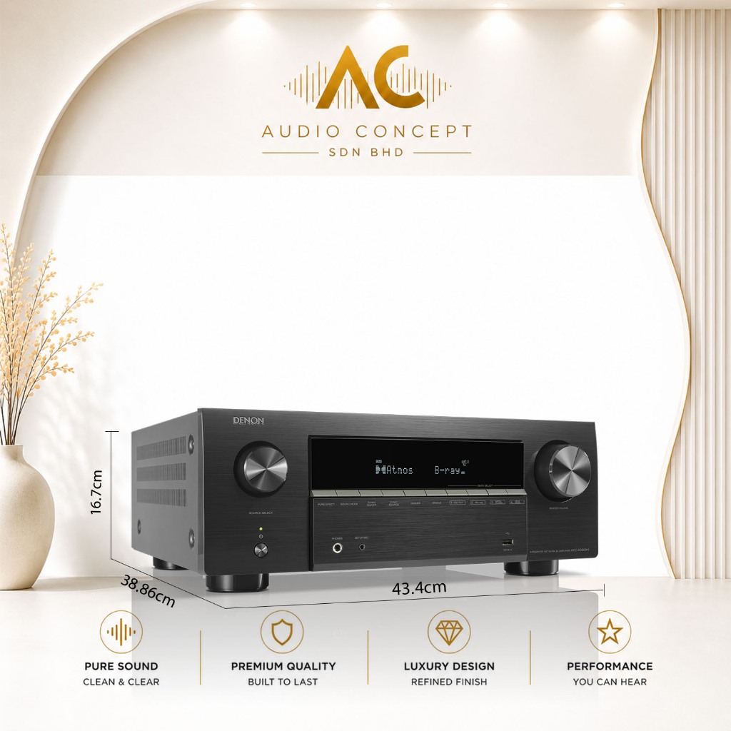 Denon AVC-X3900H 9.4CH 8K/4K AV Amplifier Powered By HEOS - Image 3