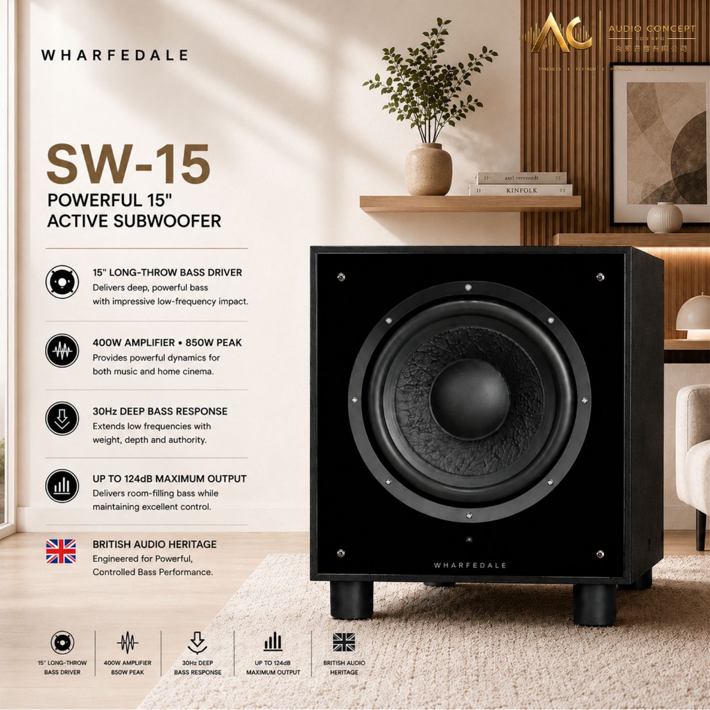 Wharfedale SW-15 Powerful 15" Active Subwoofer - Image 2