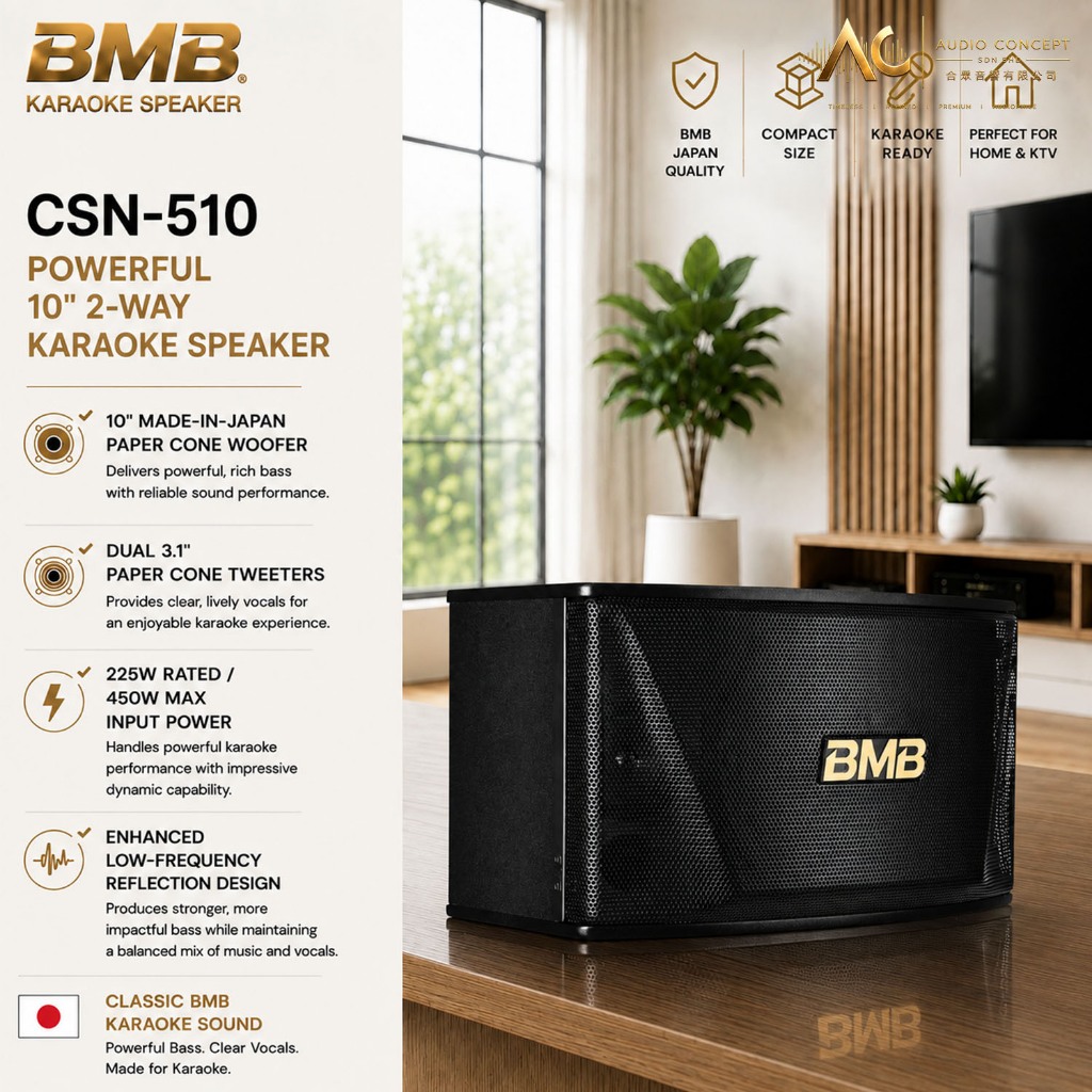 BMB CSN-510 Powered 10″ / 2-Way Karaoke Speaker - Image 2