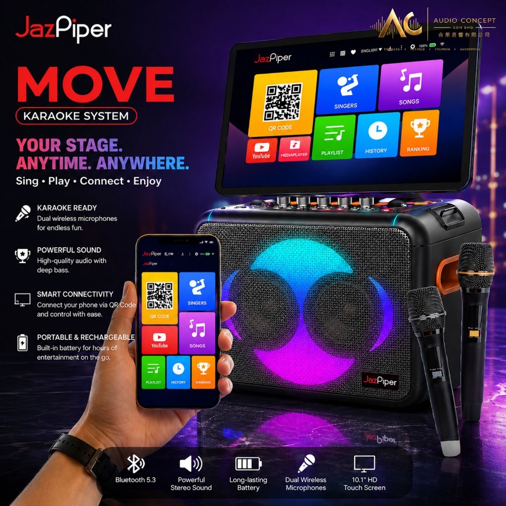 Jazpiper Move Portable Touch Screen Karaoke System - Image 3
