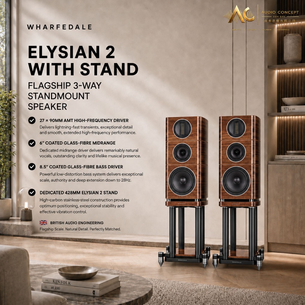 Wharfedale Elysian 2 + Stand Flagship /3-Way Standmount Speaker - Image 2