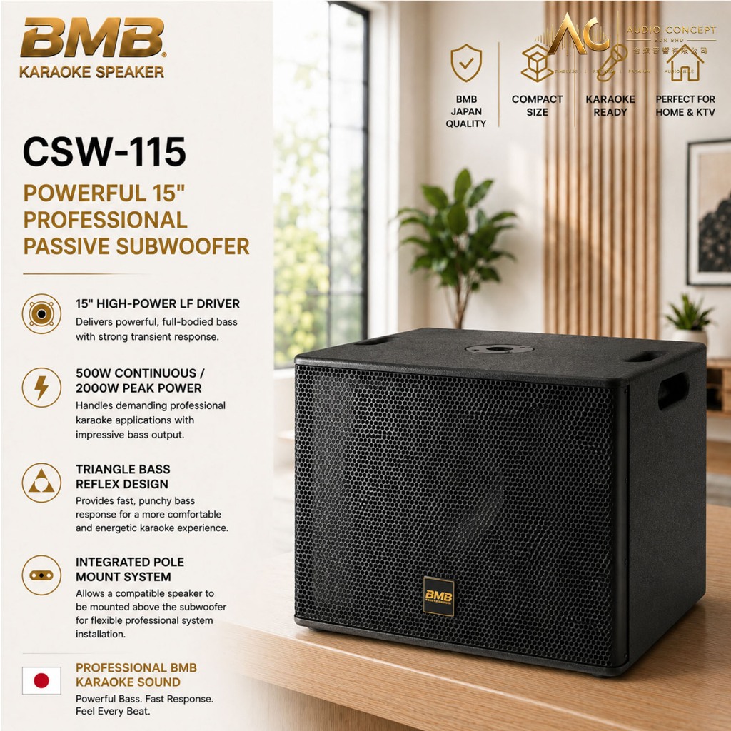 BMB CSW-115 Powerful / 15" Professional Passive Subwoofer - Image 2