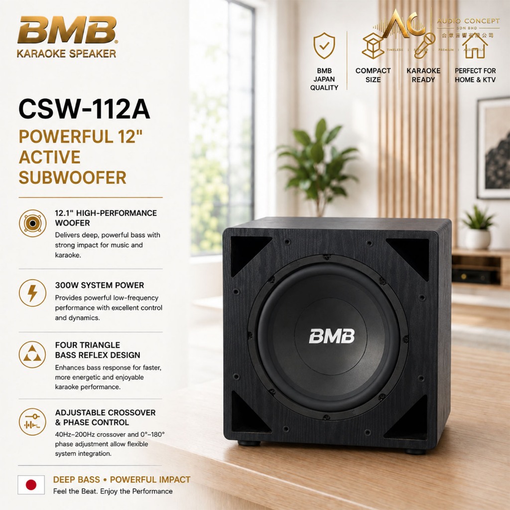 BMB CSW-112A Powerful / 12″ Active Subwoofer - Image 2