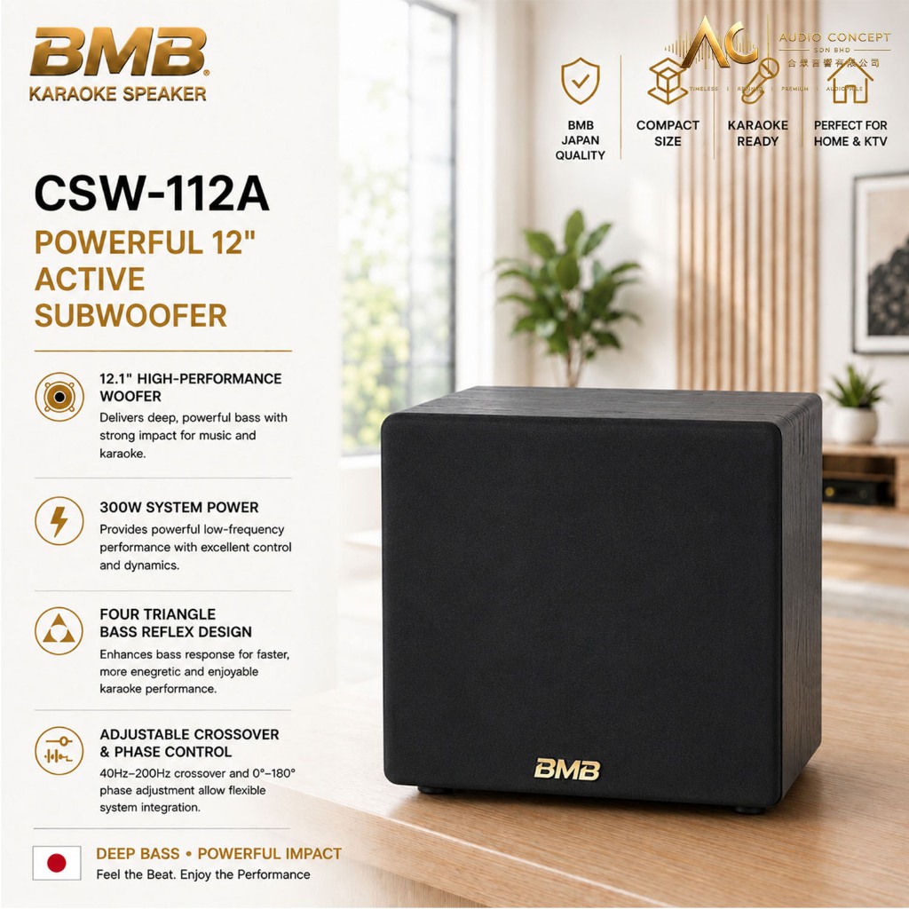 BMB CSW-112A Powerful / 12″ Active Subwoofer - Image 3