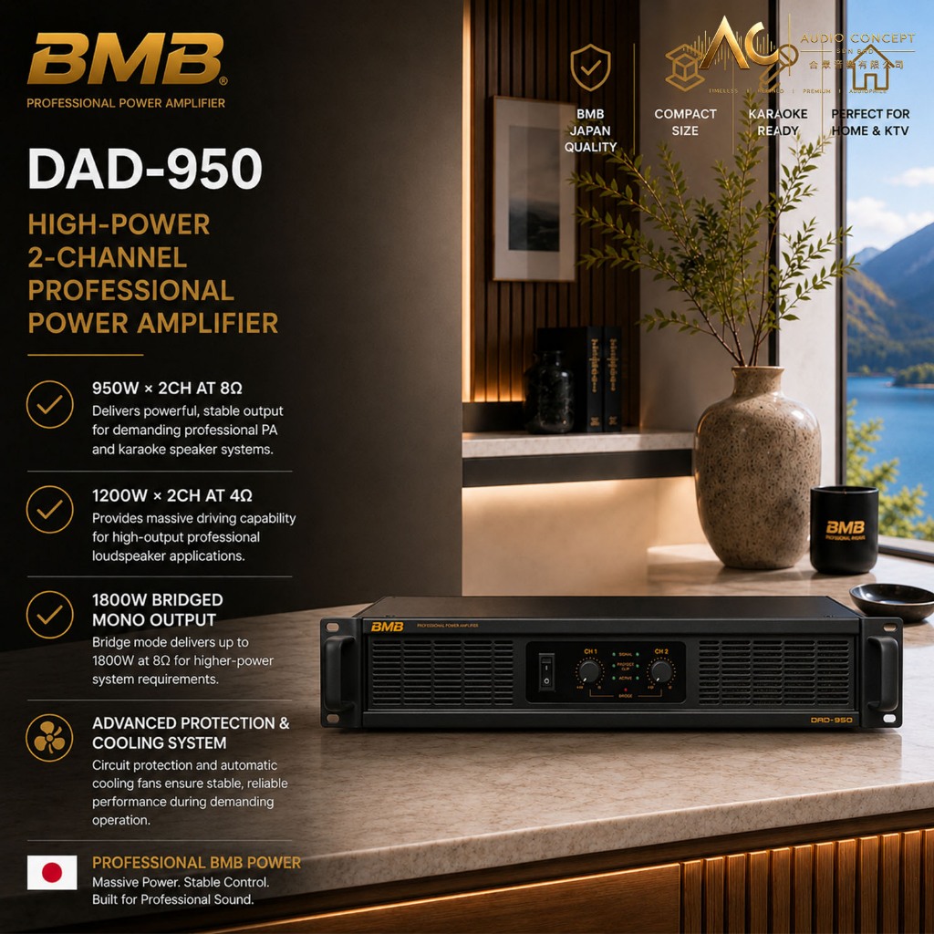 BMB DAD-950 High-Power 2-Channel Professional Power Amplifier - Image 2