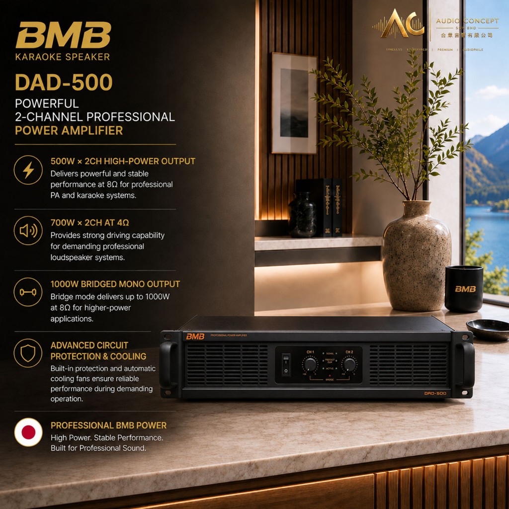 BMB DAD-500 Powerful 2-Channel Professional Power Amplifier - Image 2