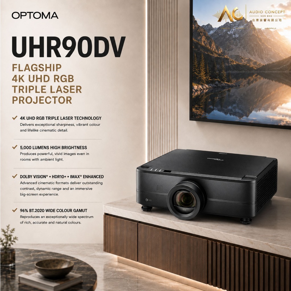 Optoma UHR90DV Flagship 4K UHD RGB Triple Laser Projector - Image 2