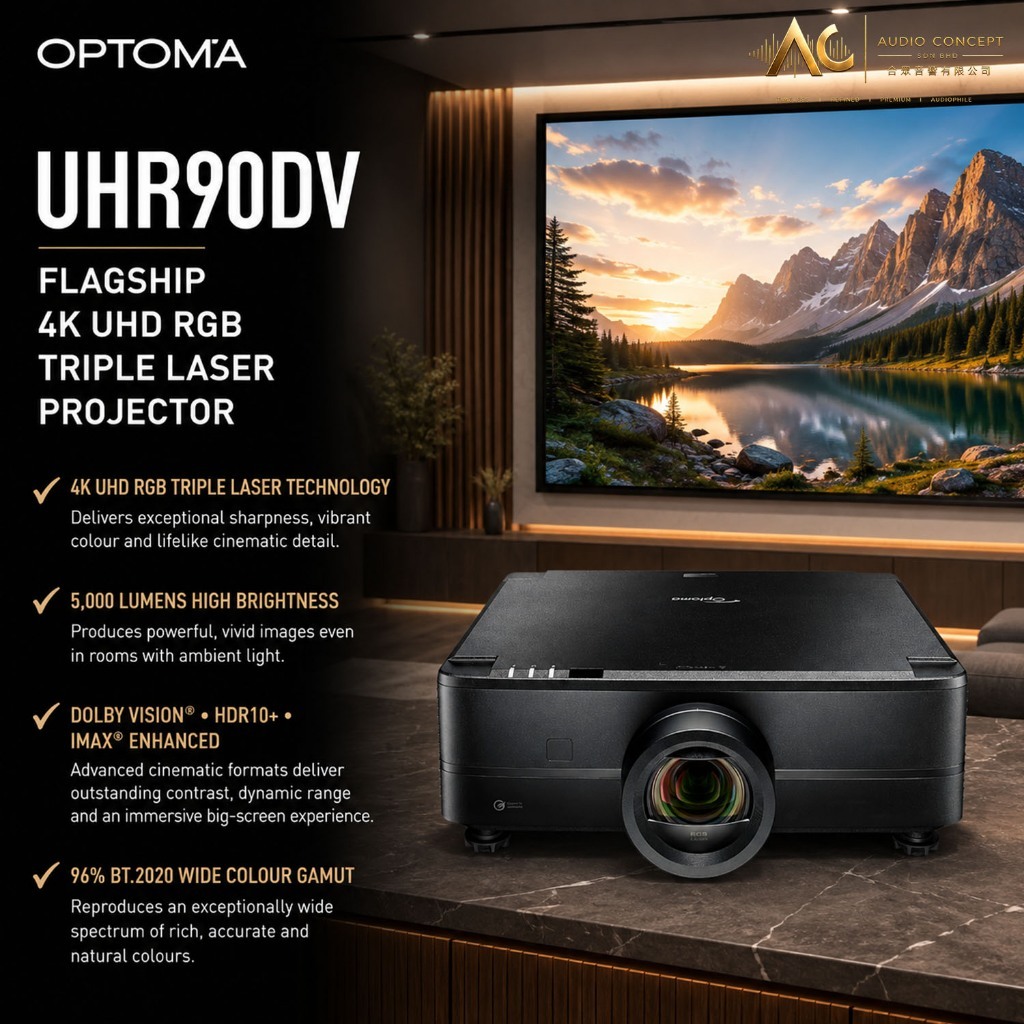 Optoma UHR90DV Flagship 4K UHD RGB Triple Laser Projector - Image 9
