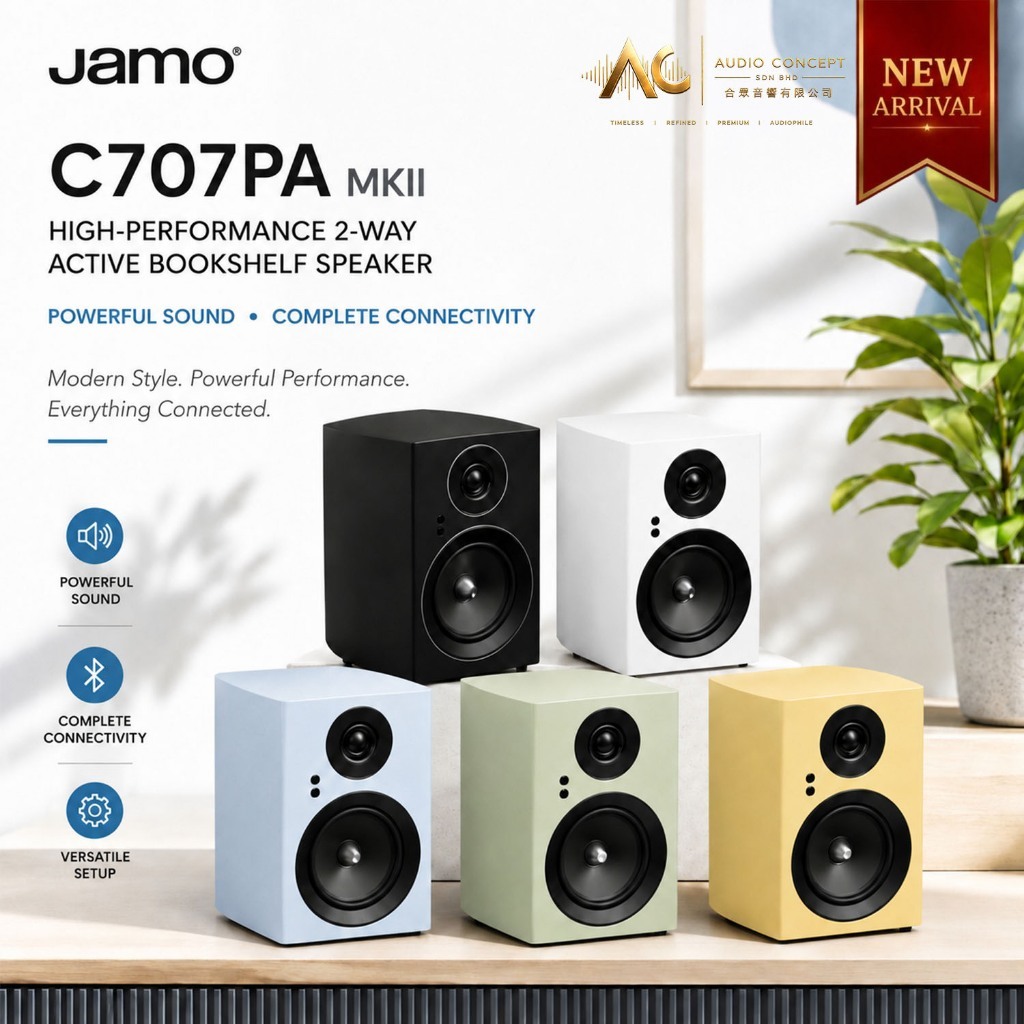Jamo C707PA MKII High-Performance / 2-Way Active Bookshelf Speaker