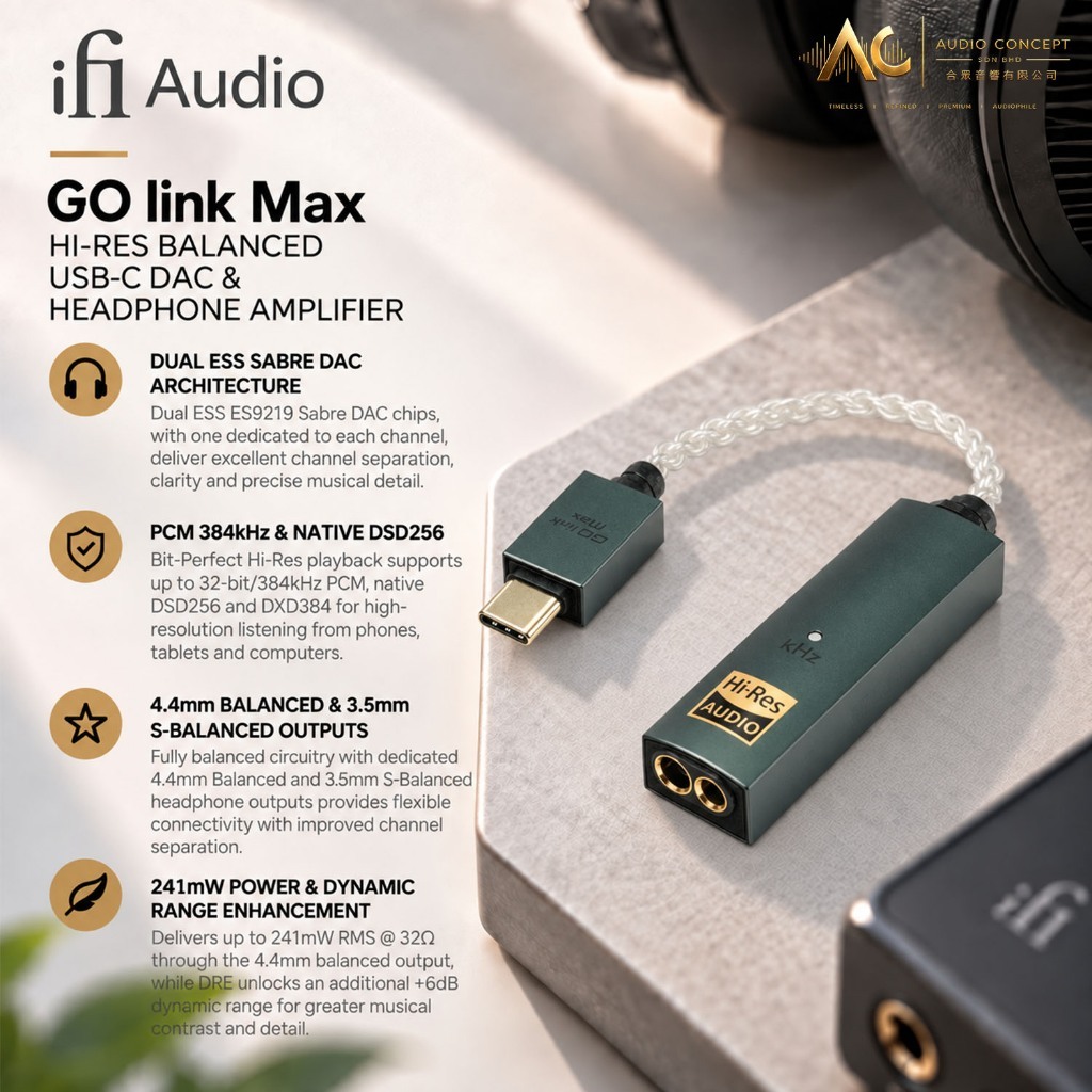 IFi Audio Go Link Max HI-RES Balanced USB-C DAC & Headphone Amplifier