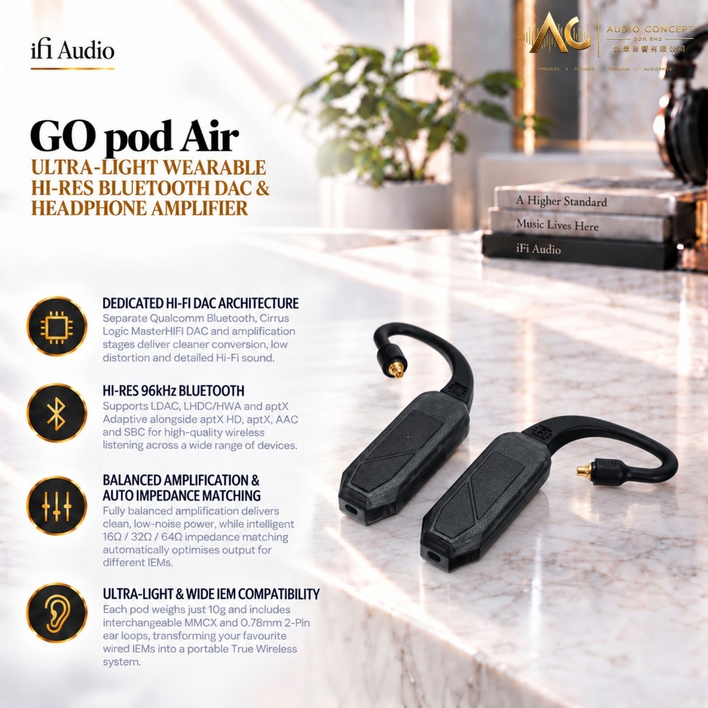 IFI Audio Go Pod Air Ultra-Light Wearable HI-RES Bluetooth DAC & Headphone Amplifier