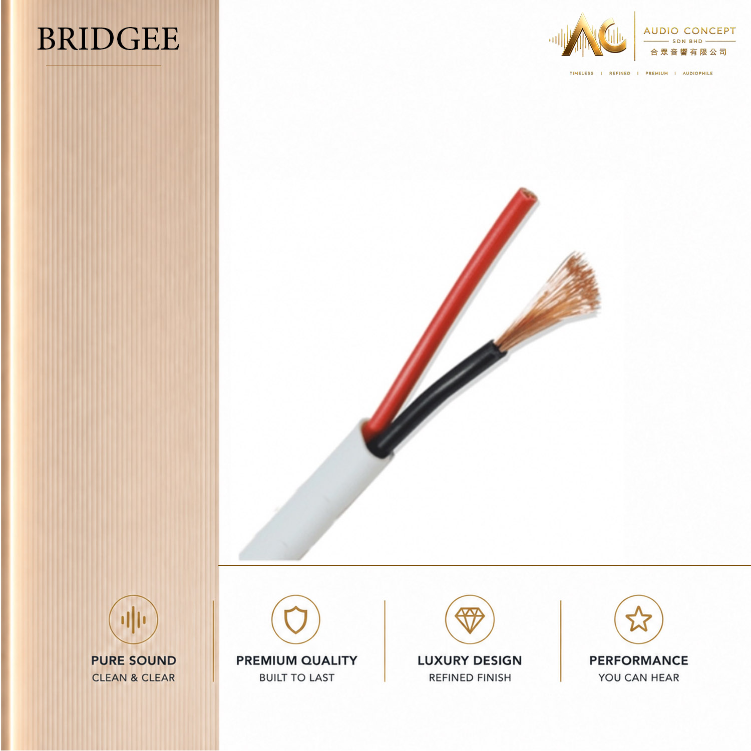 Bridgee CP14-2 /14AWG High-Quality OFC Speaker Cable-Custom Length (1-20.0M) - Image 3