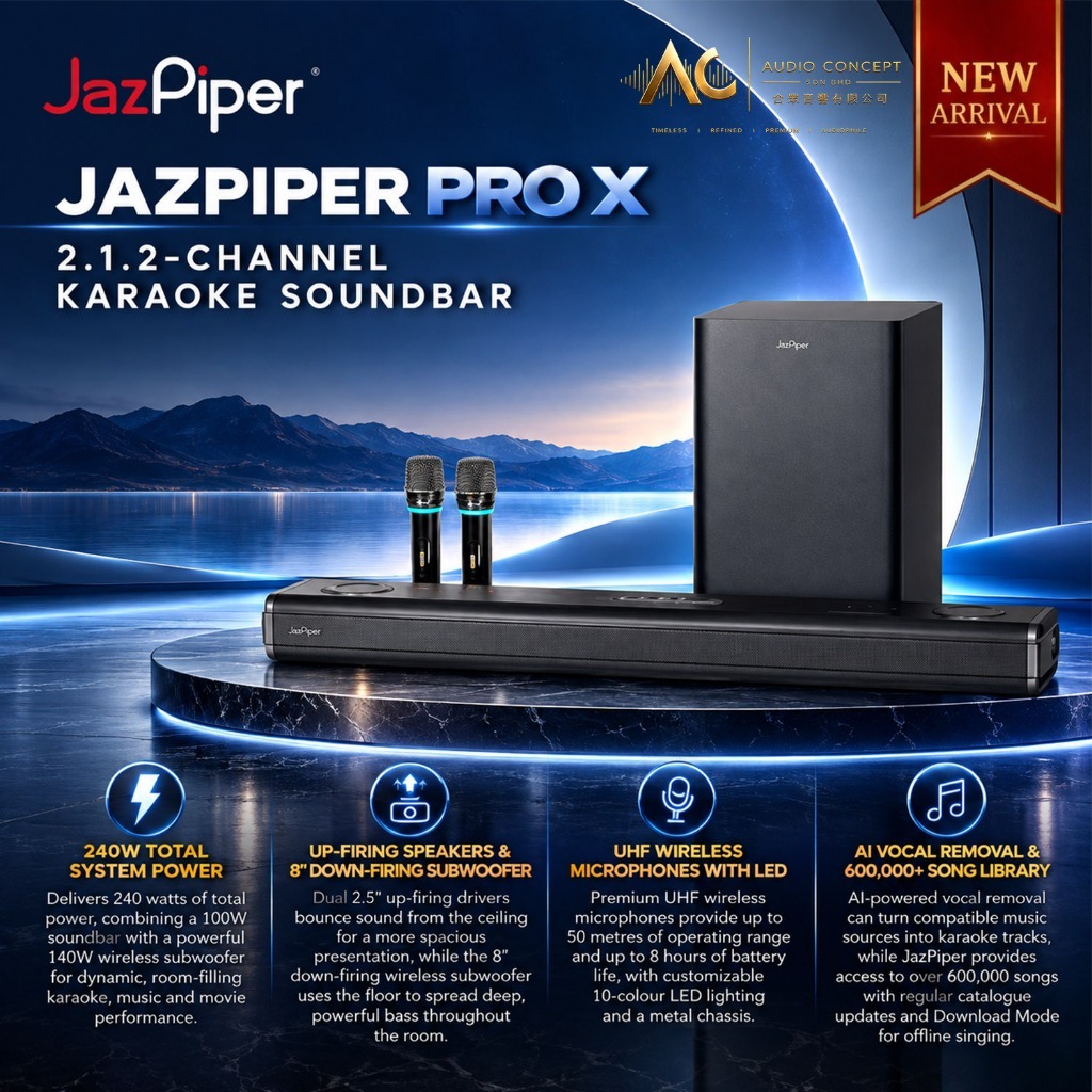 Jazpiper Pro X 2.1.2-Channel Karaoke Soundbar (New Arrival) - Image 2