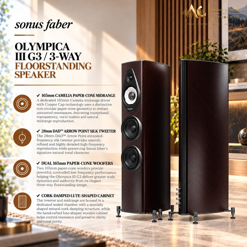 Sonus Faber Olympica III G3 / 3-Way Floorstanding Speaker (Pair) - Image 3