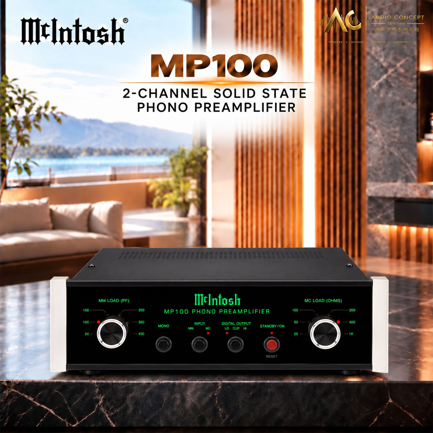 Mcintosh MP 100 2-Channel Solid State Phono Preamplifier