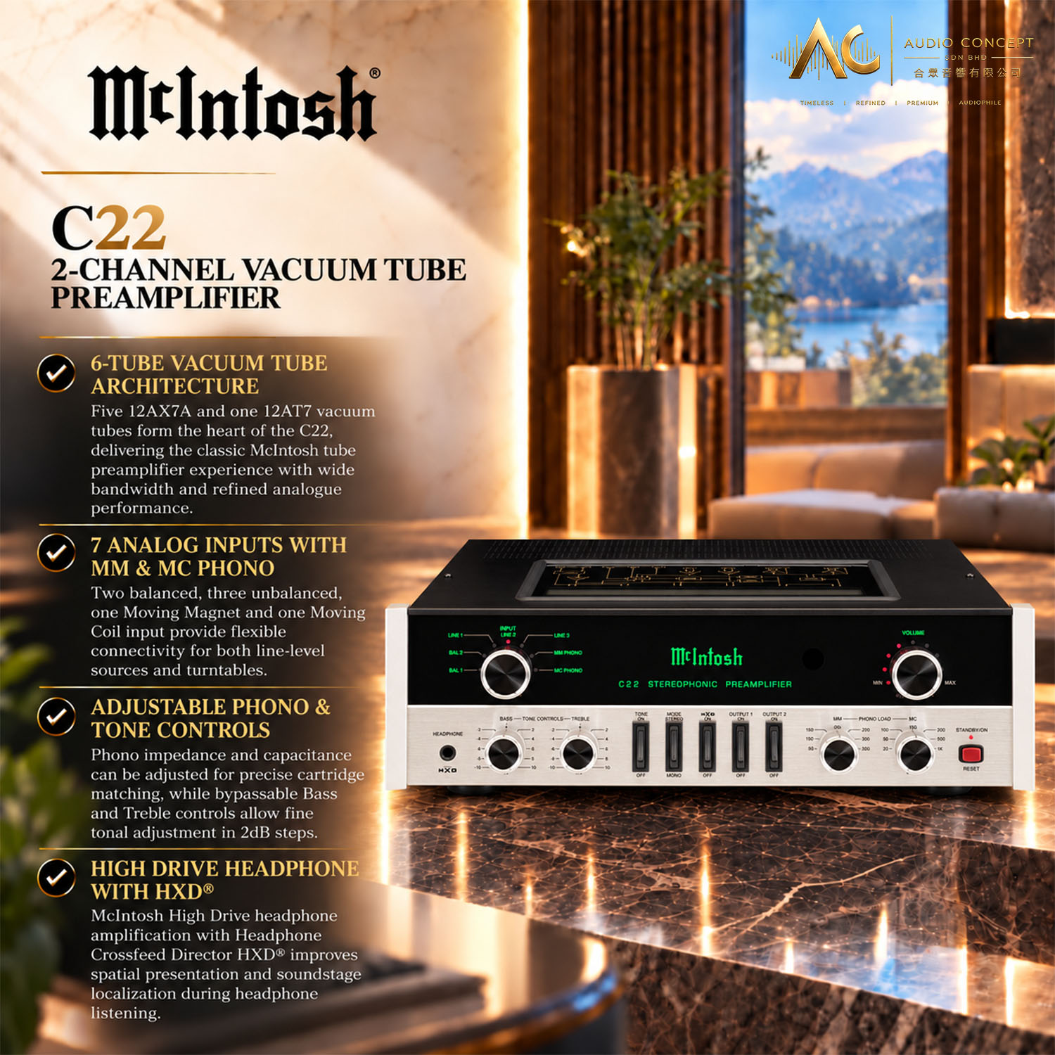 Mcintosh C22 2-Channel Vacuum Tube Preamplifier - Image 3