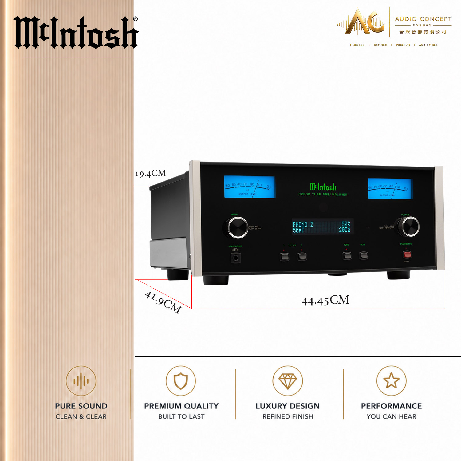 Mcintosh C2800 2-Channel Vacuum Tube Preamplifier - Image 8