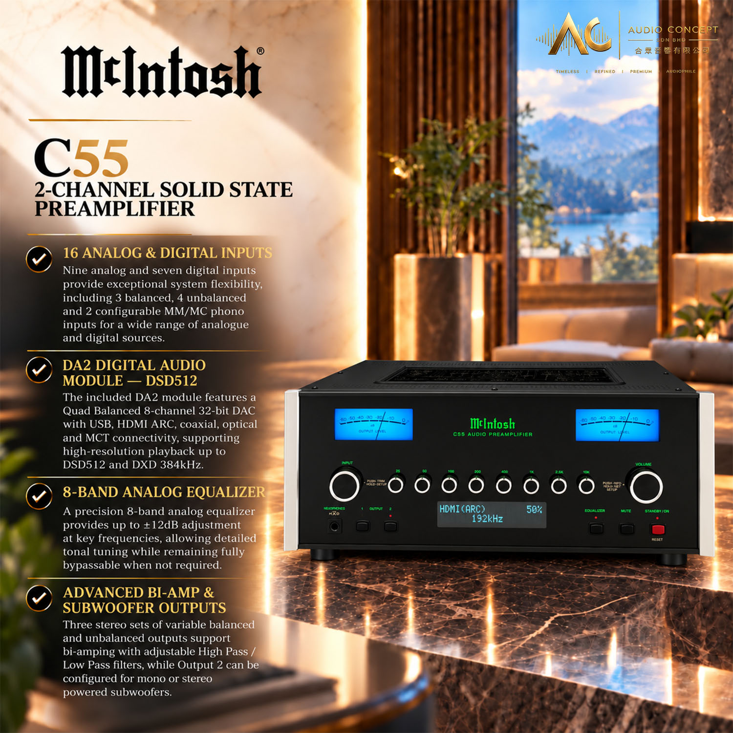 Mcintosh C55 2-Channel Solid State Preamplifier - Image 3